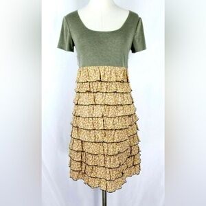 Uncle Frank Dress Olive Green Floral Ruffle Mini Party‎ Casual Womens